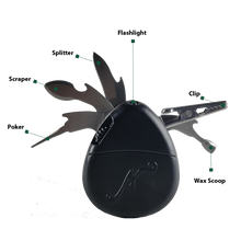 Load image into Gallery viewer, Nuggy Lite Smoking Multi-Tool - 6-in-1 Wax Scoop Spoon, Scraper Paddle, Clip, Flashlight, Knife, and Smoker's Pick/Poker - Perfect Gifts for Smokers